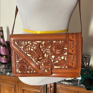 Handcrafted Leather Crossbody Bag - Brown